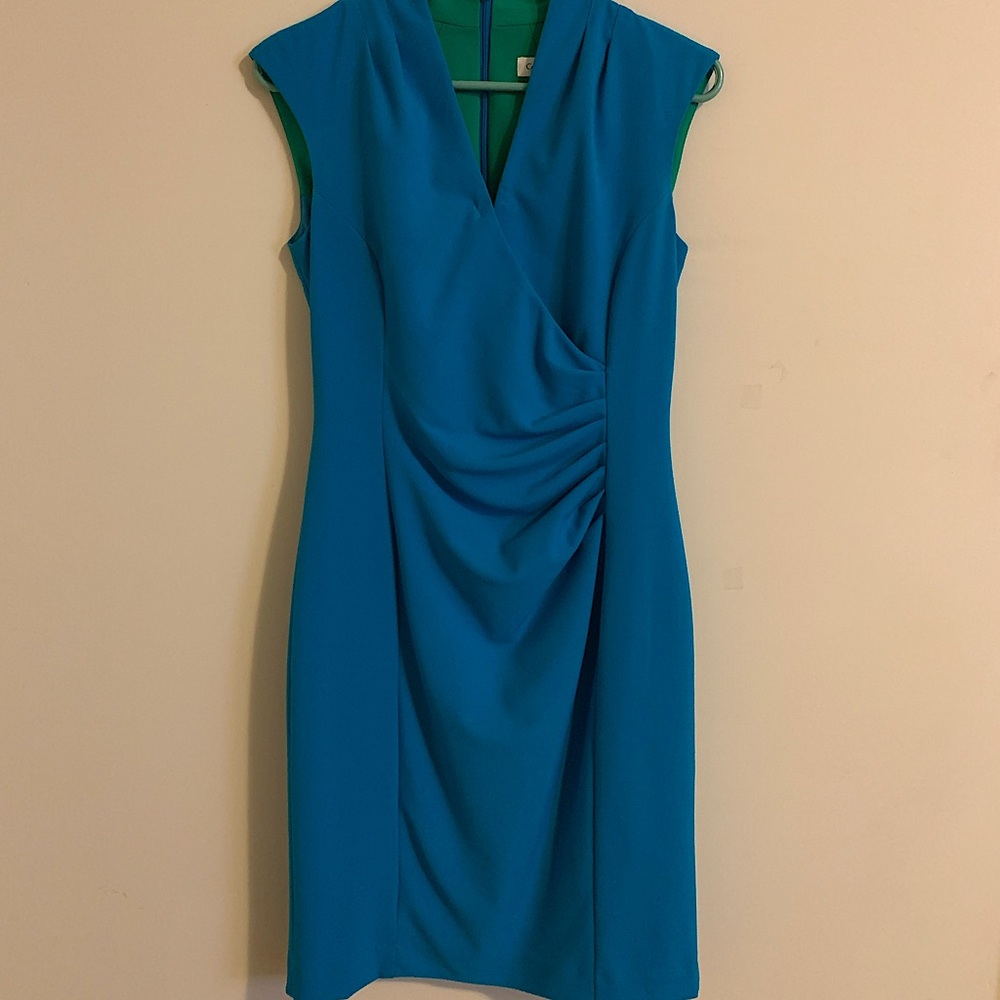 Calvin Klein Blue Draped Midi Dress